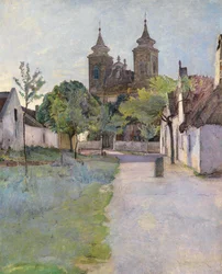 Uitzicht op een kerkplein